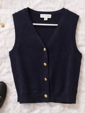 Free Assembly Black Button Front Sweater Vest XS